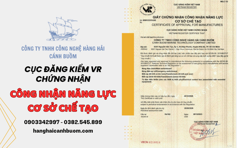 chứng nhận công nhận năng lực chế tạo