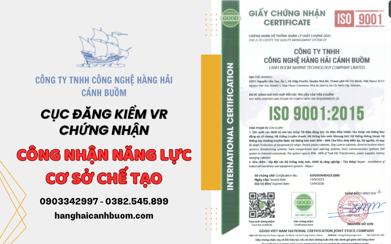 chứng nhận công nhận năng lực chế tạo